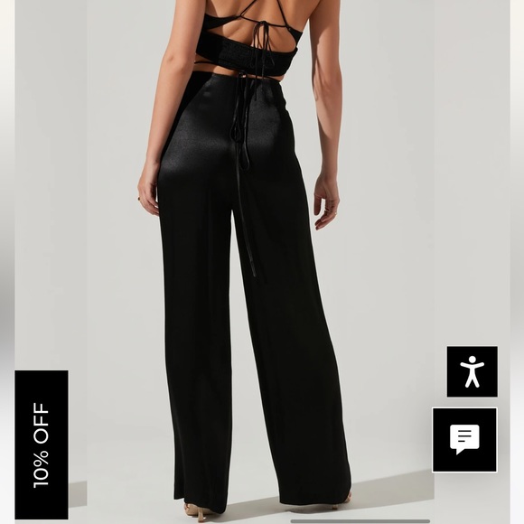 ASTR THE LABEL AMIAH SATIN TIE WAIST WIDE LEG PANTS - Picture 10 of 10